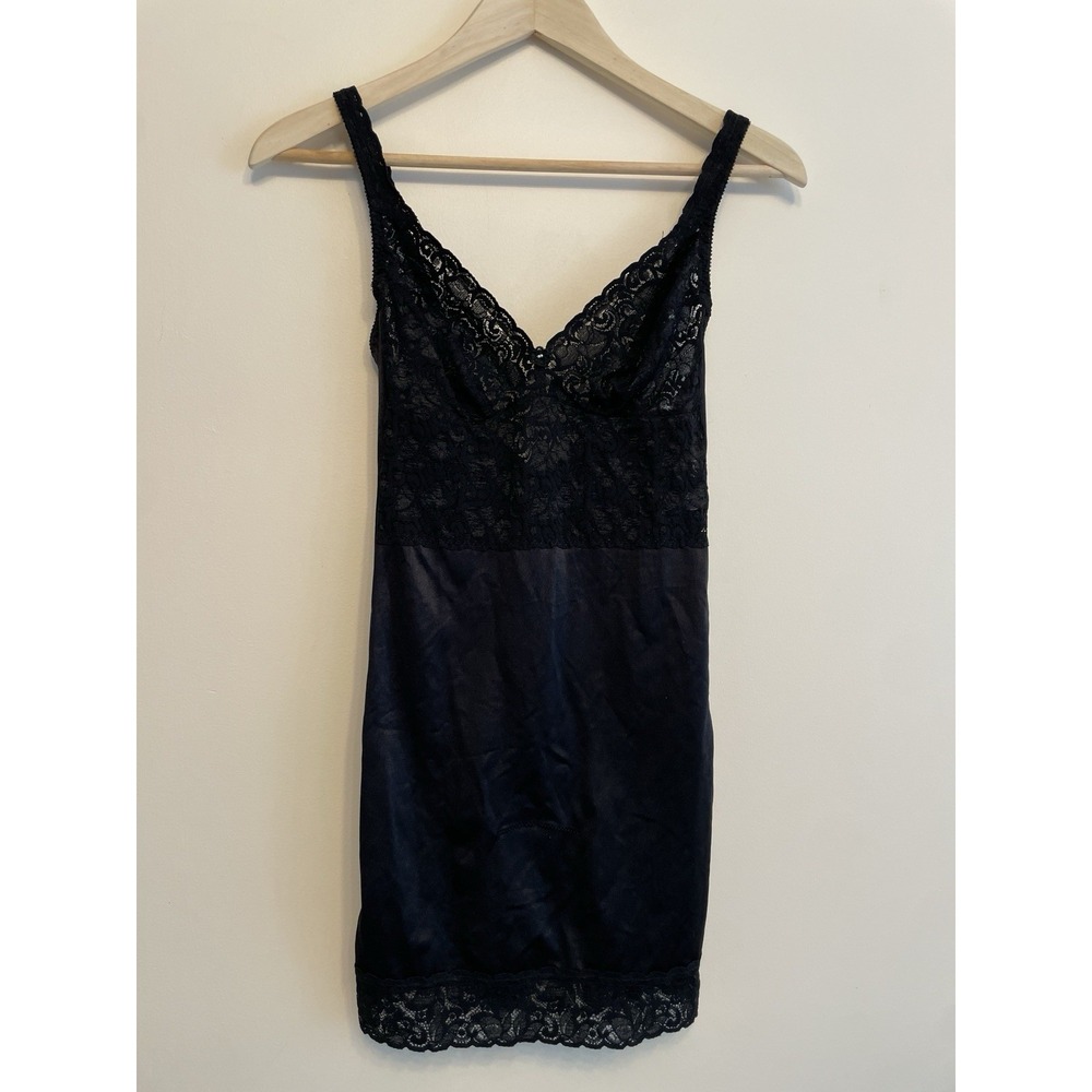 Vintage Victoria's Secret Shapewear Size 38 Medium Black Lace Slip Bodysuit 80s